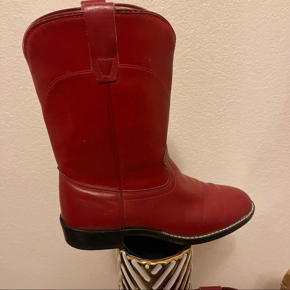 LAREDO 62312  Red Leather Roper Western Cowboy Boots - Picture 6 of 10